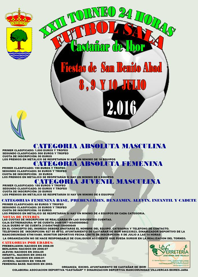 XXII Torneo 24 horas de fútbol sala - Castañar de Ibor (Cáceres)