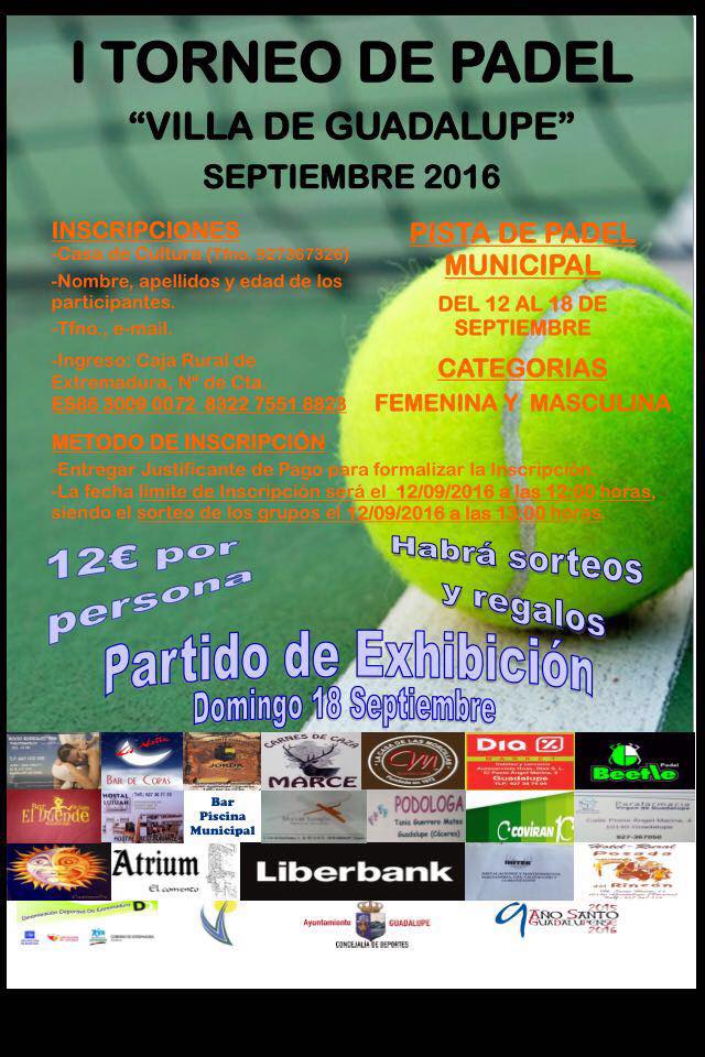 I torneo de pádel Villa de Guadalupe - Guadalupe (Cáceres)