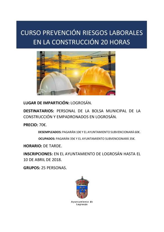 Prevención riesgos laborales en la construcción 2018 - Logrosán