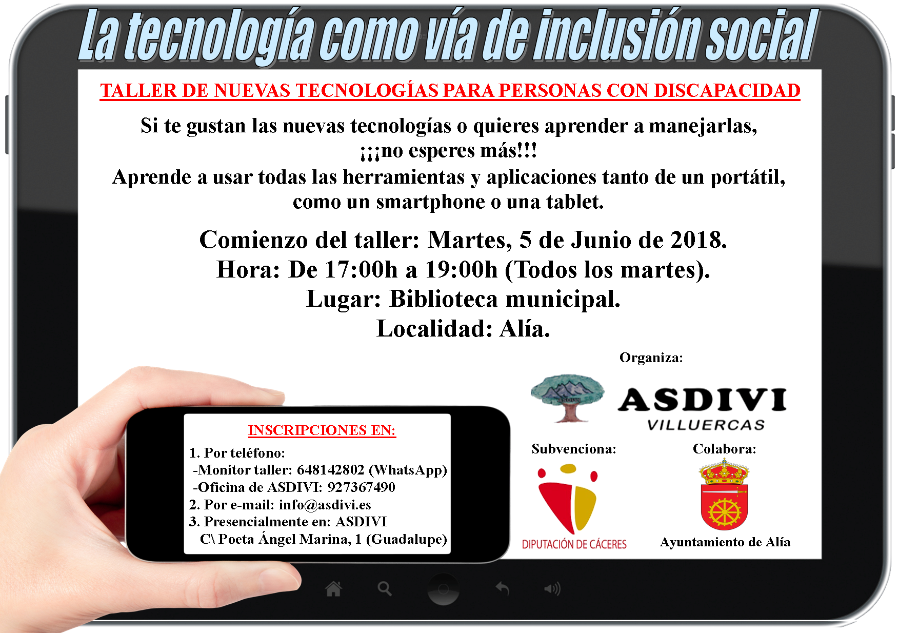 Taller de nuevas tecnologías para personas con discapacidad 2018 - Alía