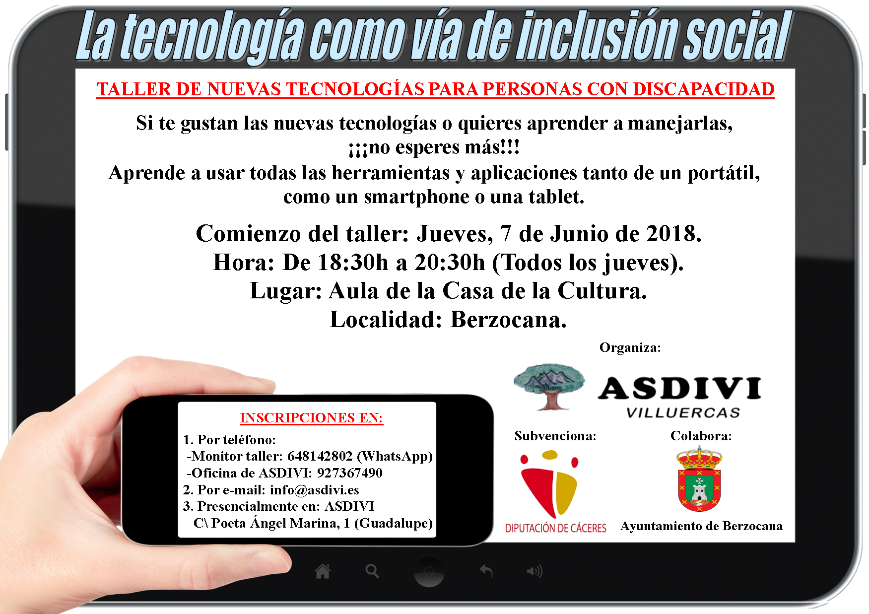 Taller de nuevas tecnologías para personas con discapacidad 2018 - Berzocana