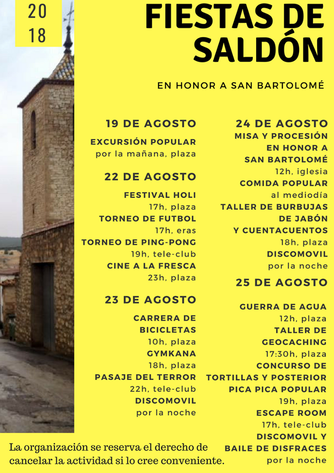 Fiestas en honor a San Bartolomé 2018 - Saldón (Teruel)