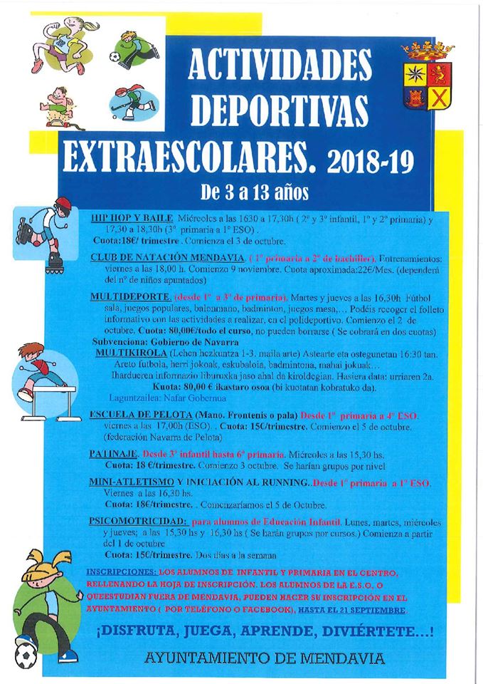 Actividades deportivas extraescolares 2018-2019 - Mendavia (Navarra)