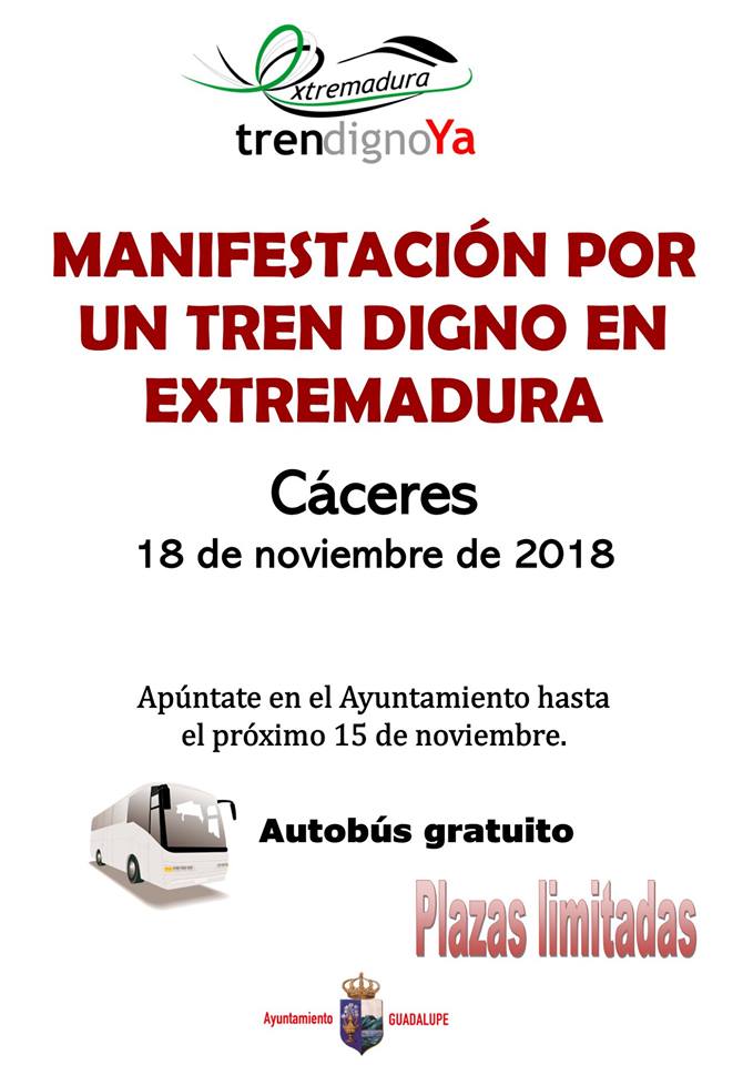 Manifestación por un tren digno en Extremadura 2018 - Guadalupe (Cáceres)