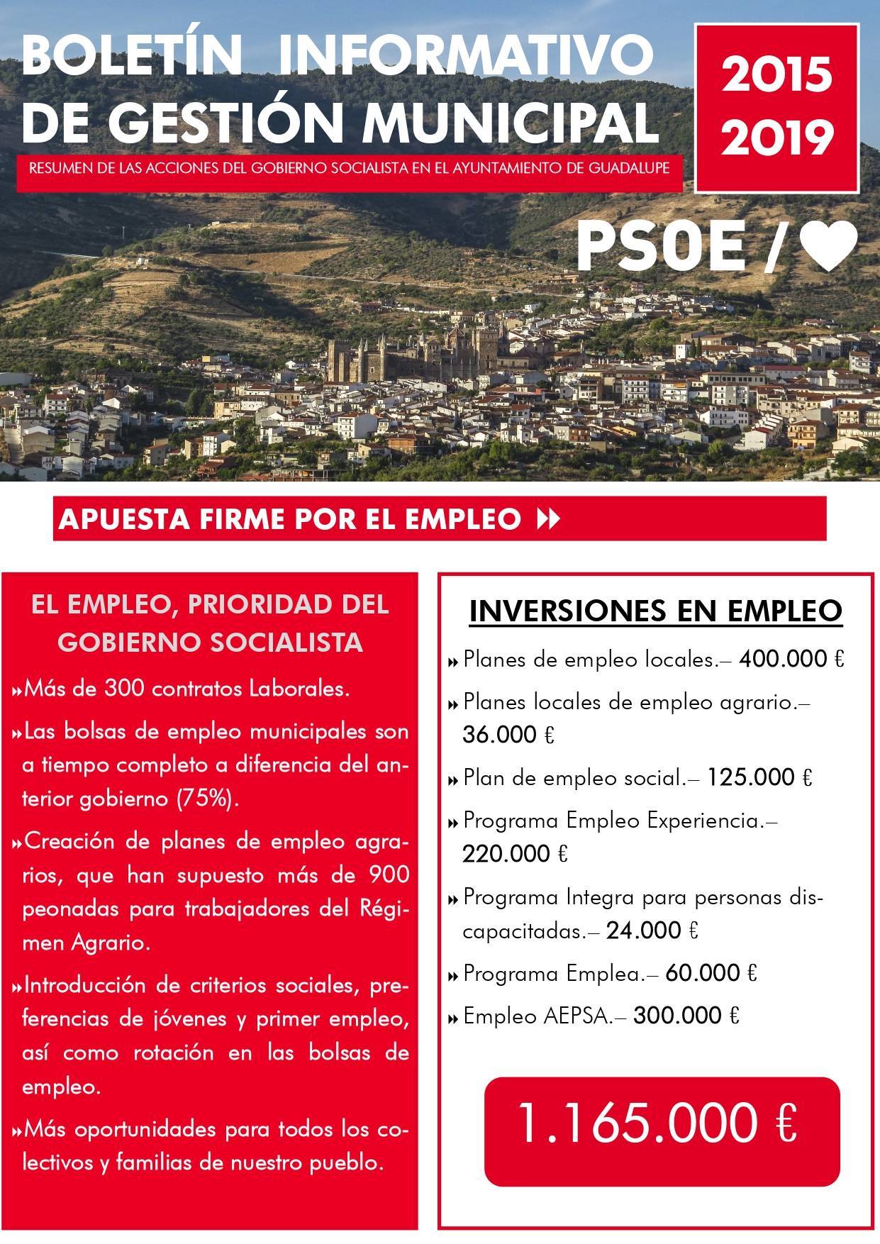 Boletín informativo de gestión municipal 2015-2019 - Guadalupe (Cáceres) 1