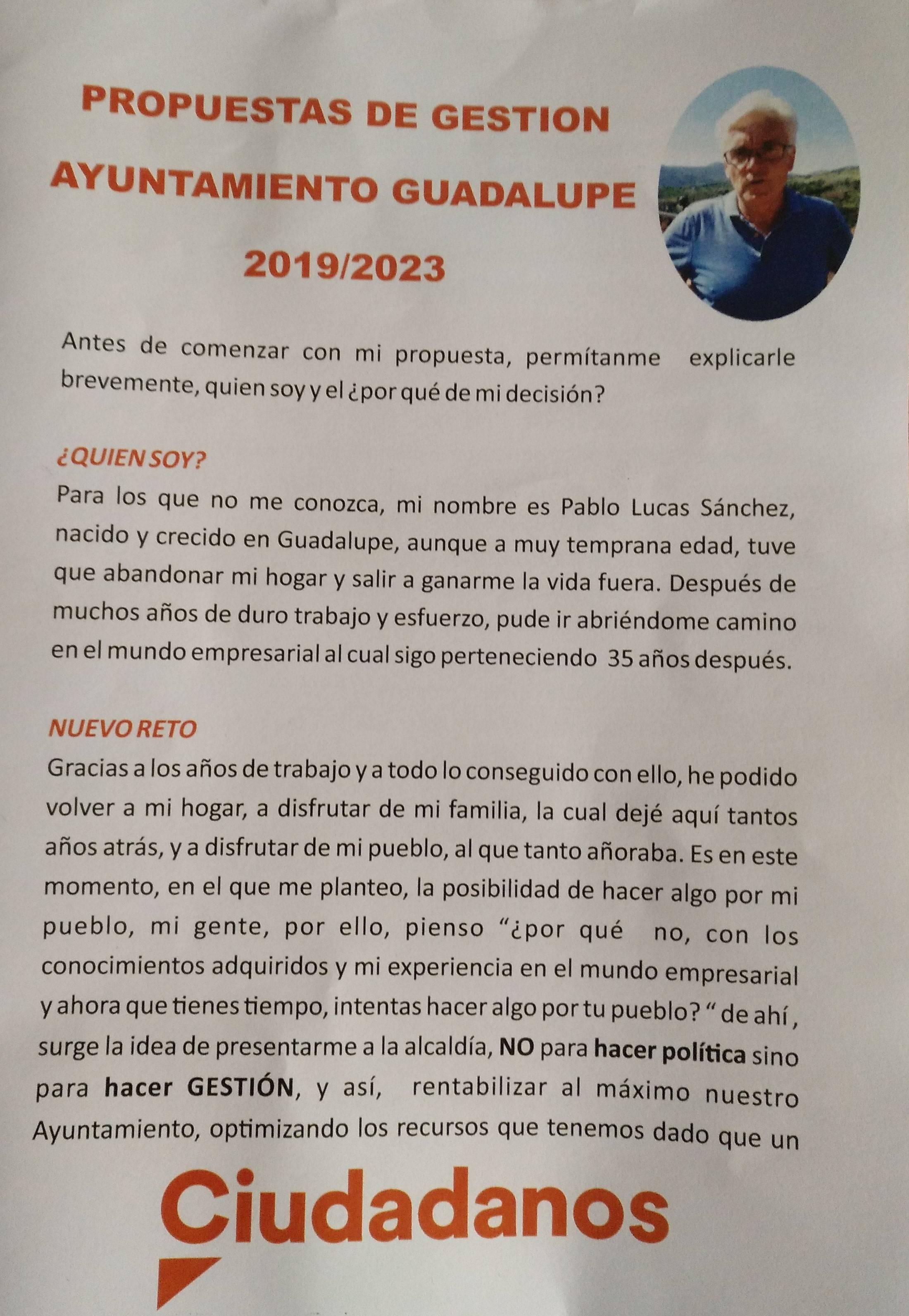 Programa electoral Ciudadanos 2019 - Guadalupe (Cáceres) 1