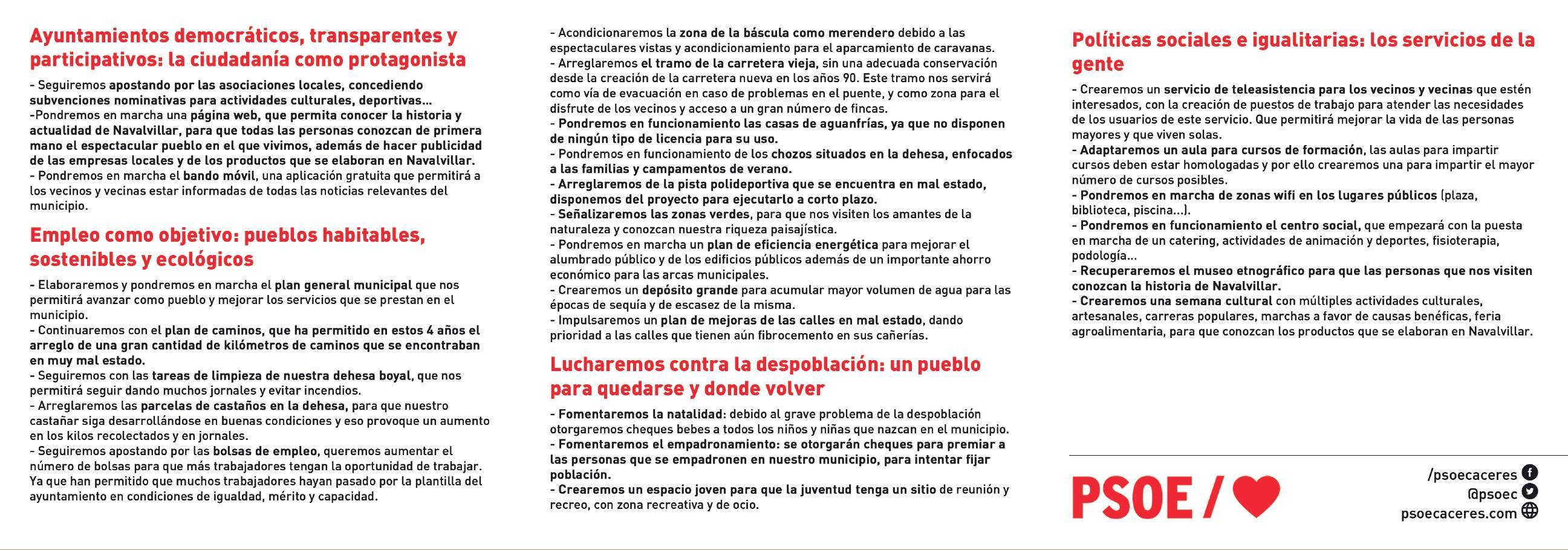 Programa electoral PSOE 2019 - Navalvillar de Ibor (Cáceres) 2