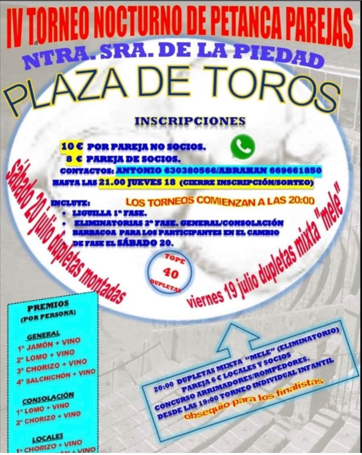 IV Torneo nocturno de petanca parejas - Trujillo (Cáceres)