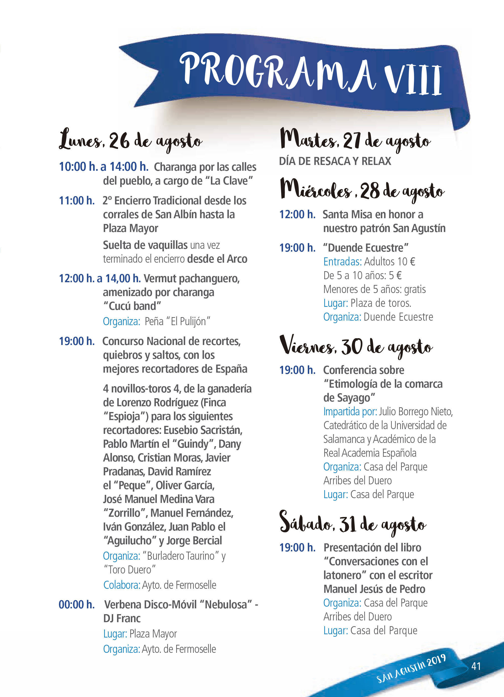 Programa de ferias y fiestas 2019 - Fermoselle (Zamora) 15