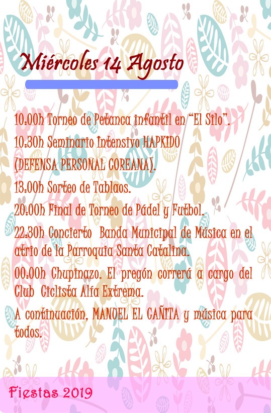 Programa de fiestas 2019 - Alía (Cáceres) 8