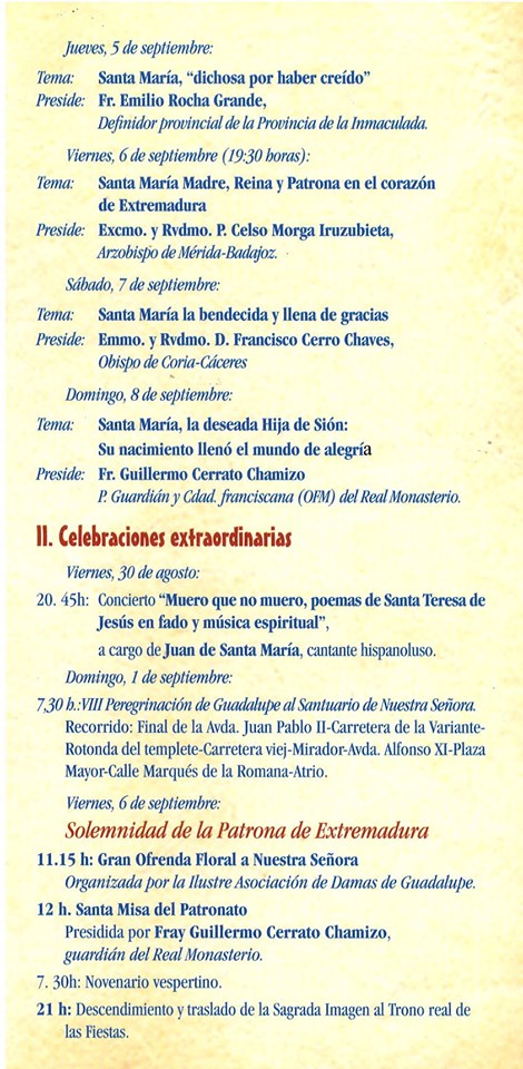 Programa de peregrinación y fiestas mayores 2019 - Guadalupe (Cáceres) 4