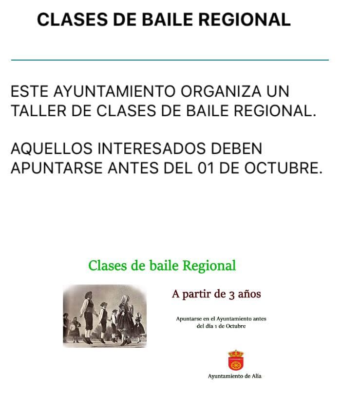 Taller de clases de baile regional 2019 - Alía (Cáceres)