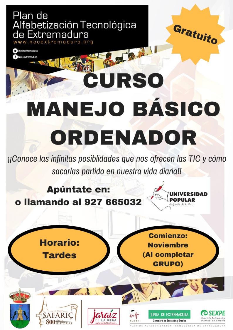 Curso de manejo básico de ordenador 2019 - Jaraíz de la Vera (Cáceres)