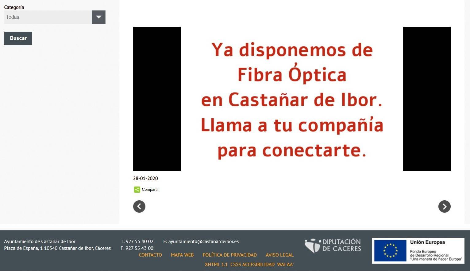 Castañar de Ibor (Cáceres) ya dispone de fibra óptica