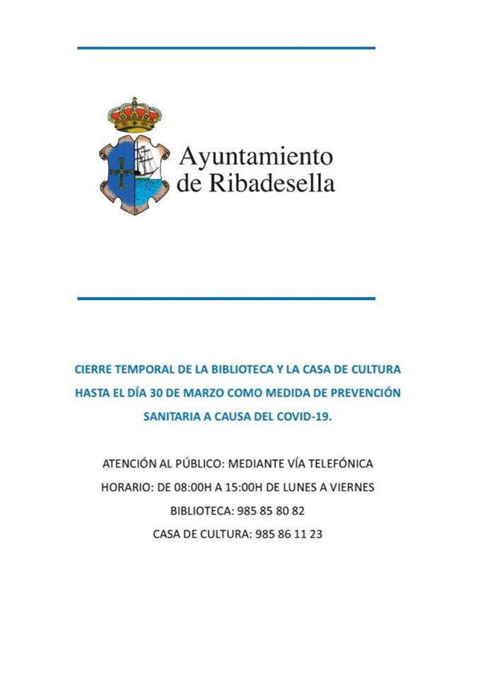 Cierre de la biblioteca y casa de cultura por el coronavirus 2020 - Ribadesella (Asturias)