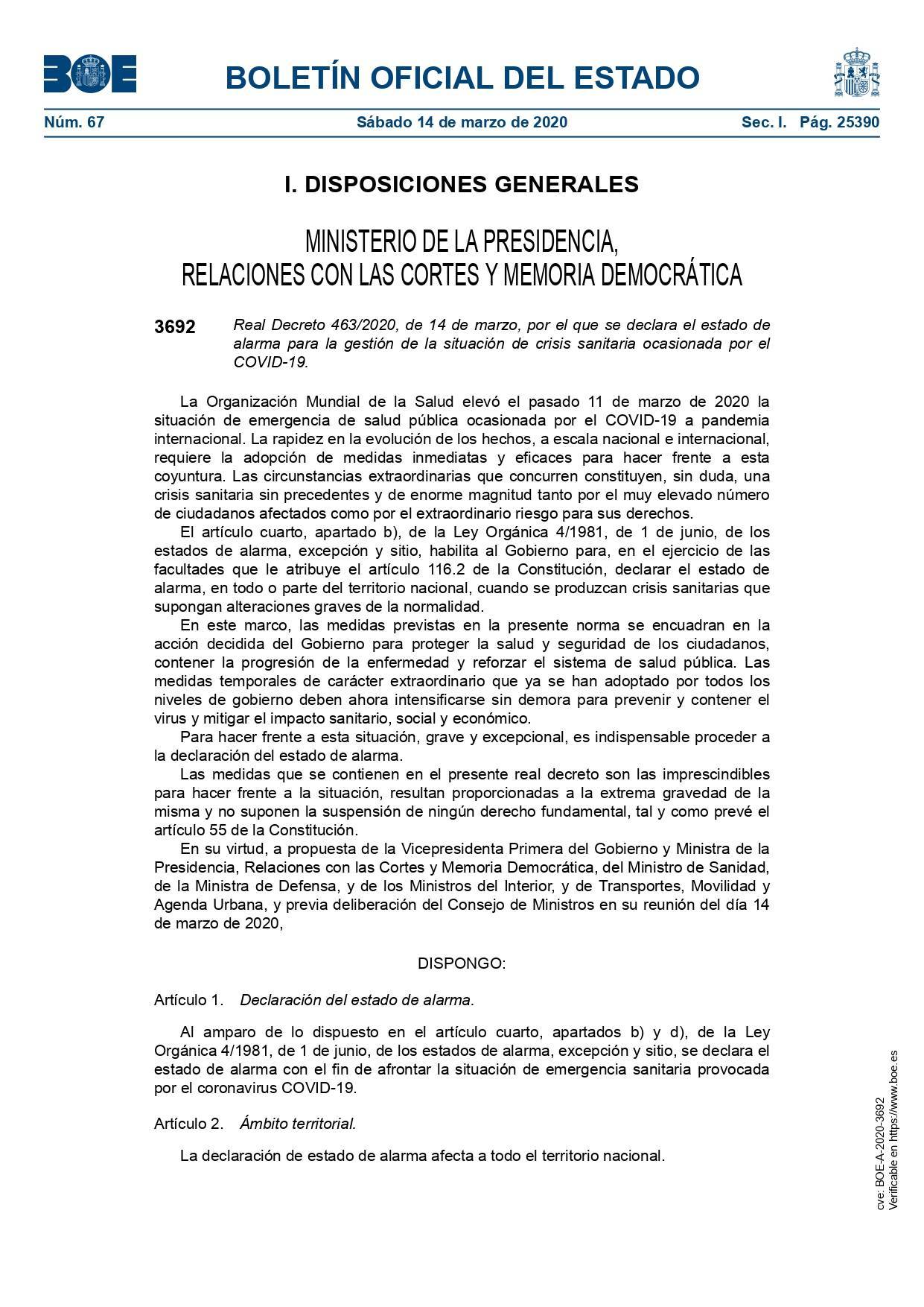 Medidas estado de alarma por el coronavirus 2020 1