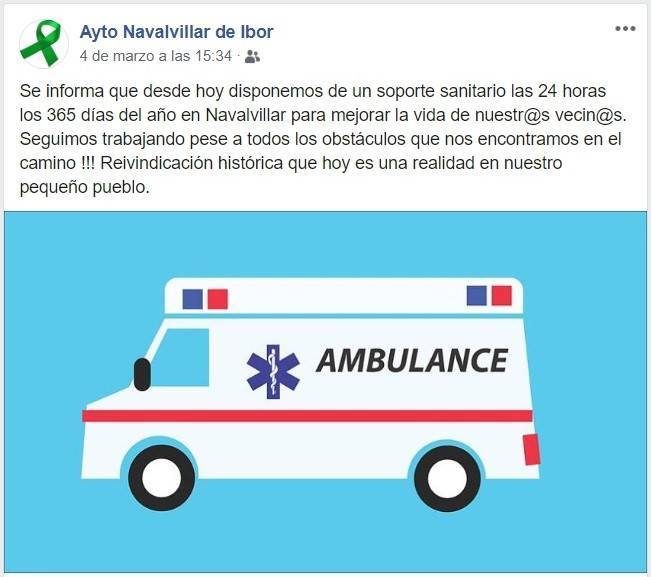 Navalvillar de Ibor (Cáceres) ya dispone de soporte sanitario 2020