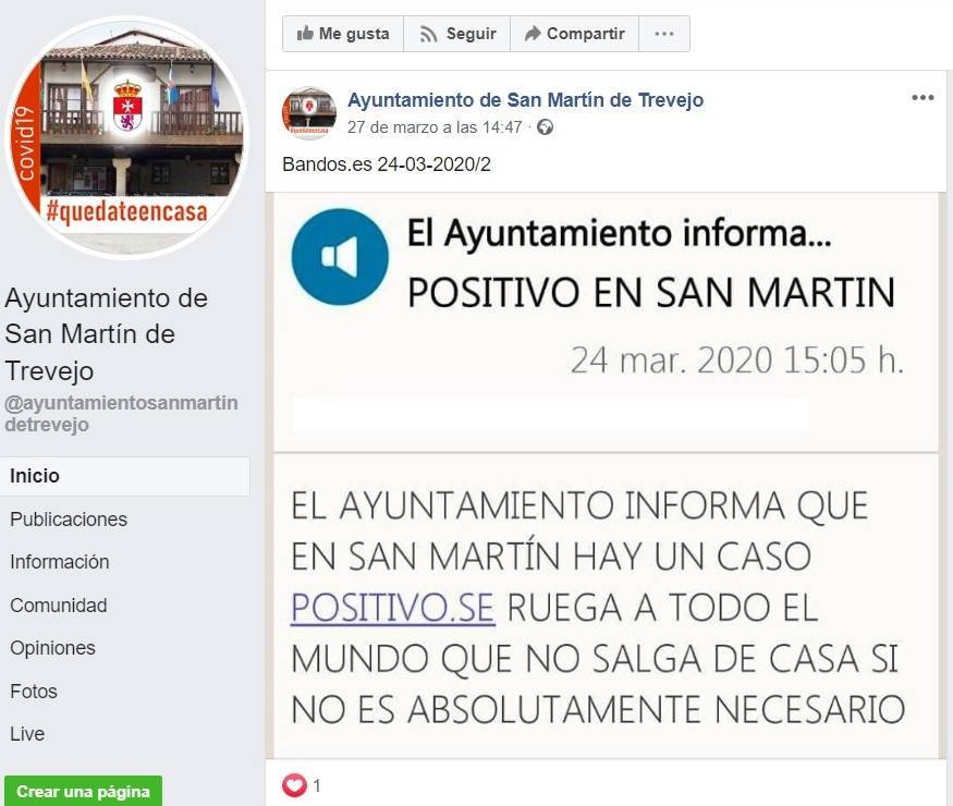 Primer positivo por coronavirus en San Martín de Trevejo (Cáceres) 2020