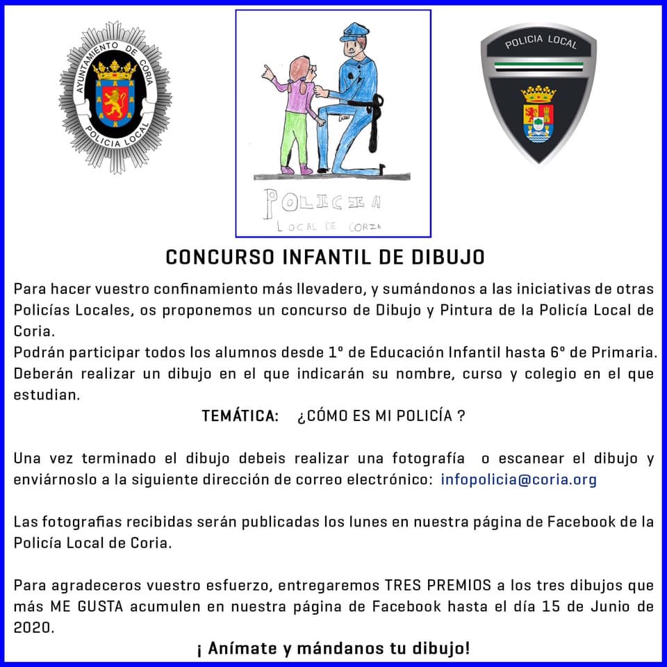 Concurso infantil de dibujo y pintura de la Policía Local 2020 - Coria (Cáceres)