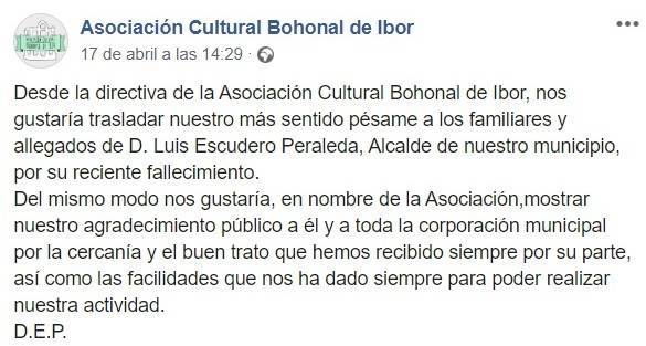 Fallece el alcalde de Bohonal de Ibor (Cáceres) 2020