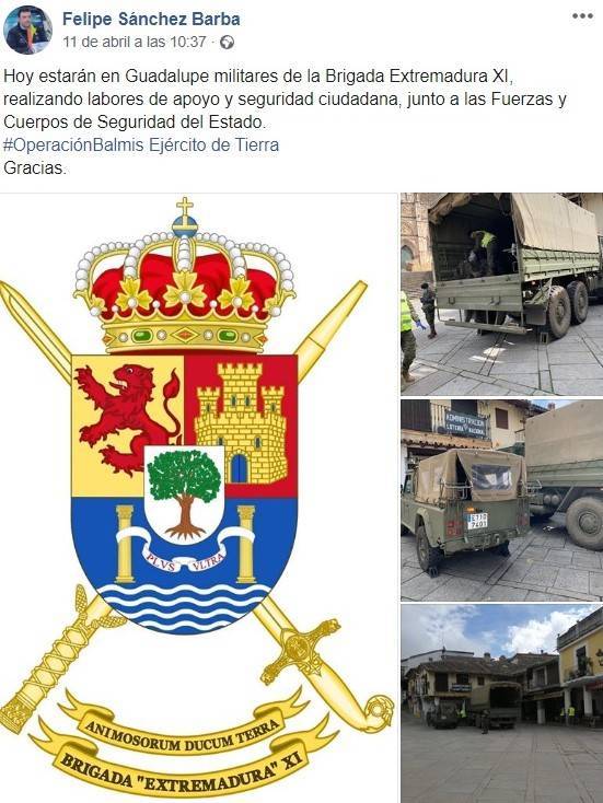 La Brigada Extremadura XI realiza labores de apoyo en Guadalupe (Cáceres) 2020