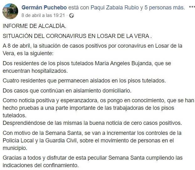 Ocho positivos por coronavirus en Losar de la Vera (Cáceres) 2020