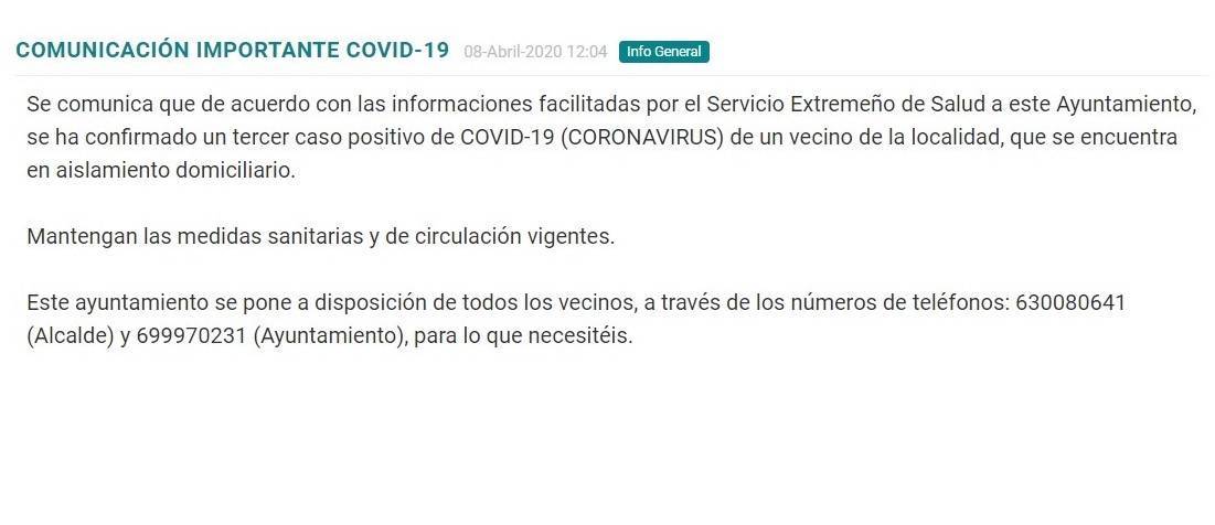 Tercer positivo y fallecido por coronavirus en Torremocha (Cáceres) 2020 1