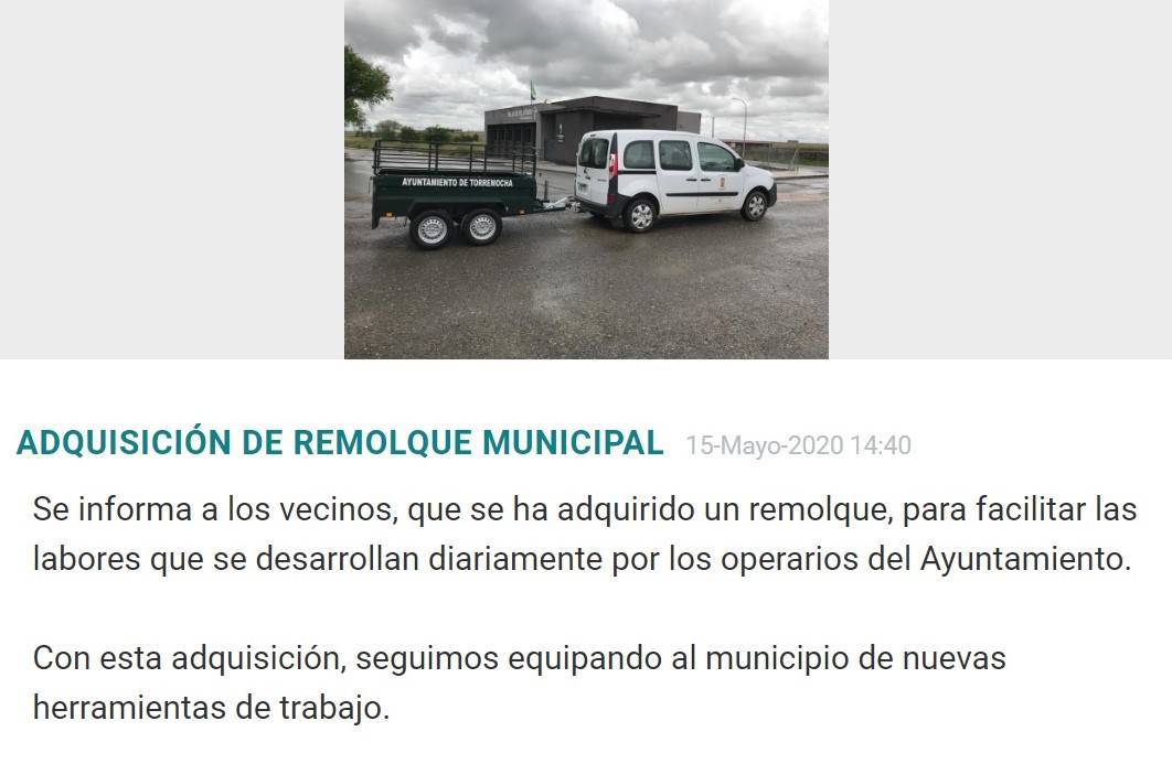 Adquisición de remolque municipal 2020 - Torremocha (Cáceres)
