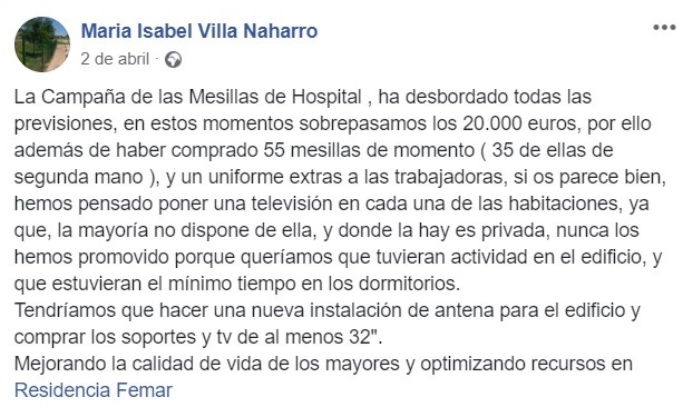 Cadena Silva ayudó económicamente a la residencia de Logrosán (Cáceres) 2020 3