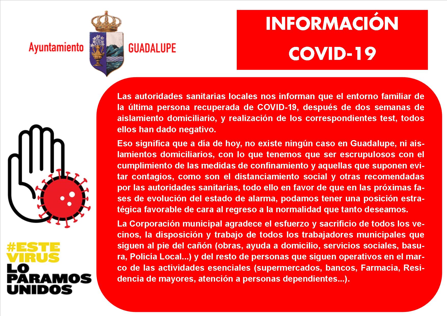 La familia del segundo recuperado por coronavirus dan negativo 2020 - Guadalupe (Cáceres)