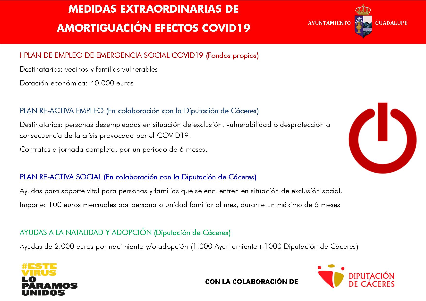 Medidas extraordinarias de amortiguación COVID-19 2020 - Guadalupe (Cáceres)