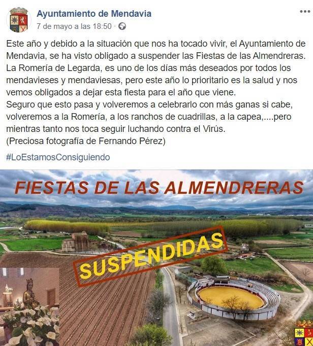 Suspendida la fiesta de las Almendreras 2020 - Mendavia (Navarra) 2