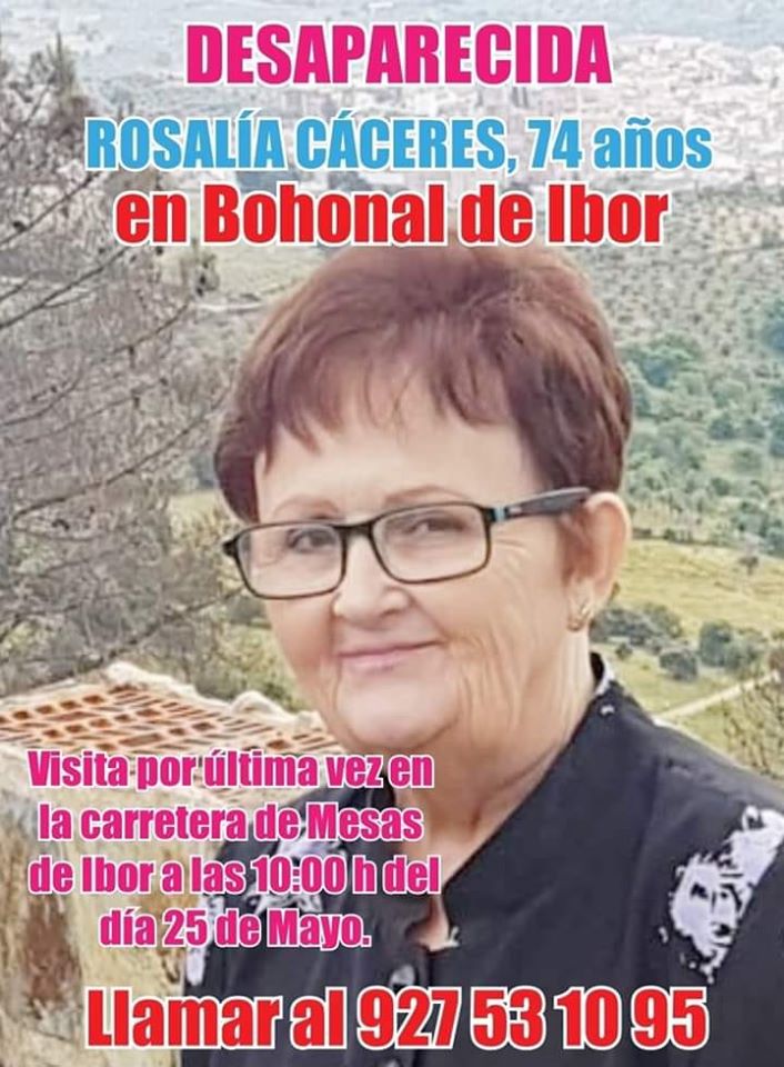 Una mujer desaparece mayo 2020 - Bohonal de Ibor (Cáceres)