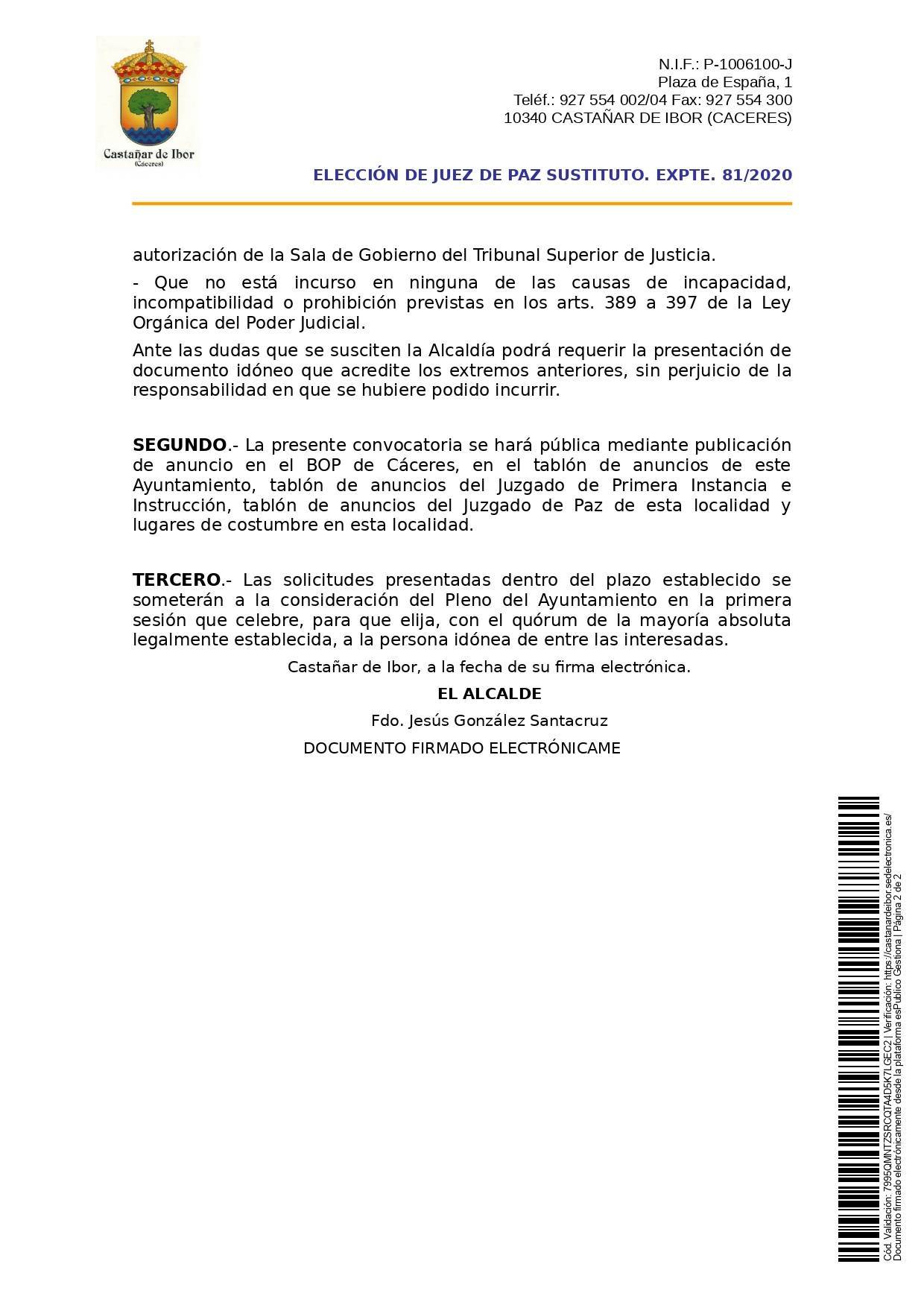 Juez de paz 2020 - Castañar de Ibor (Cáceres) 2