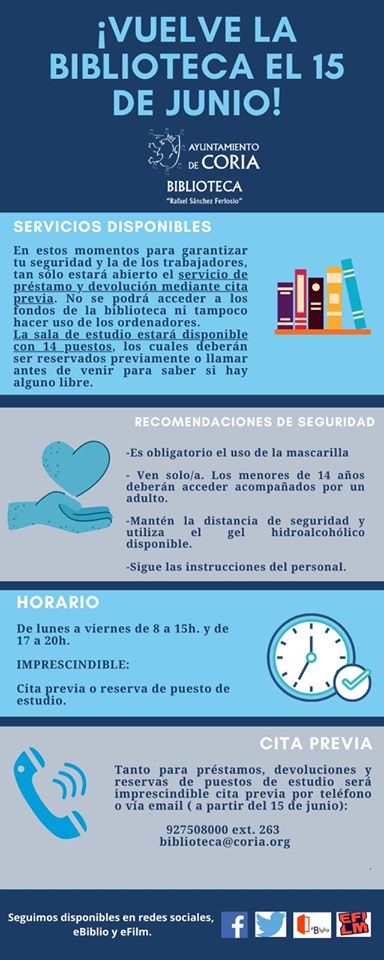 Reabre la biblioteca municipal 2020 - Coria (Cáceres)