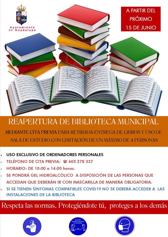 Reapertura y normas de la biblioteca 2020 - Guadalupe (Cáceres) 1