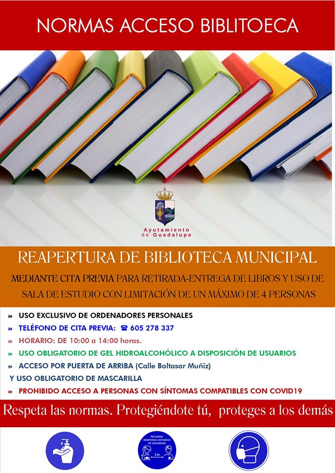 Reapertura y normas de la biblioteca 2020 - Guadalupe (Cáceres) 2