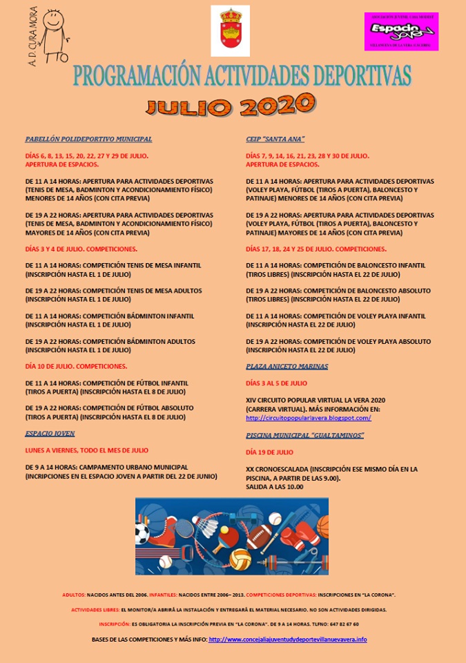 Actividades deportivas julio 2020 - Villanueva de la Vera (Cáceres) 1