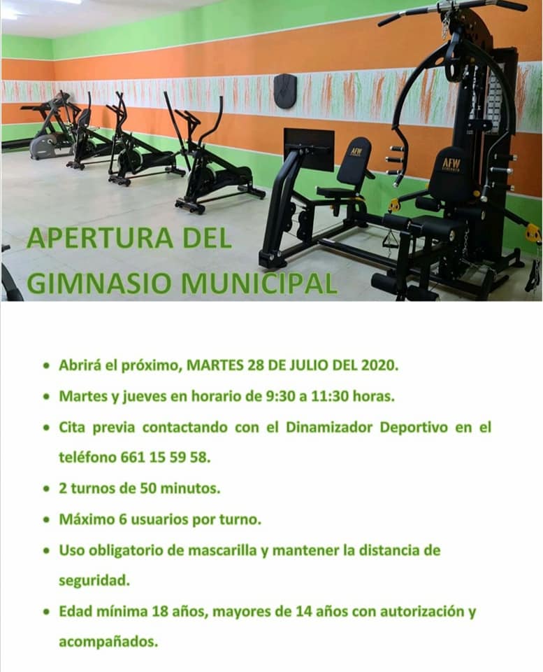 Apertura y normas de uso del gimnasio municipal 2020 - Berzocana (Cáceres) 1