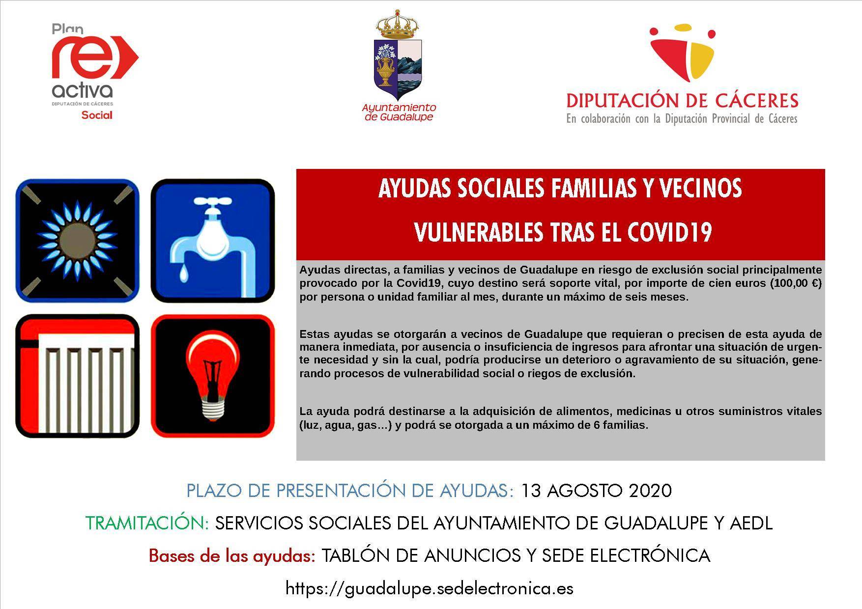 Ayudas sociales tras el COVID-19 2020 - Guadalupe (Cáceres)