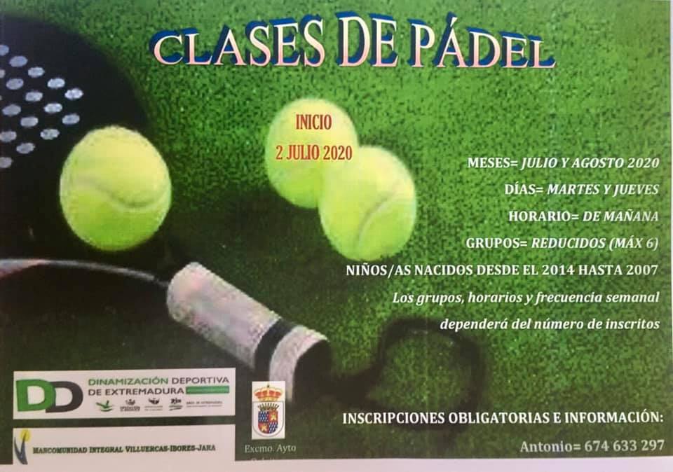 Clases de pádel de verano 2020 - Deleitosa (Cáceres)