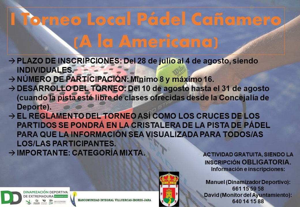 I torneo local de pádel a la americana - Cañamero (Cáceres)
