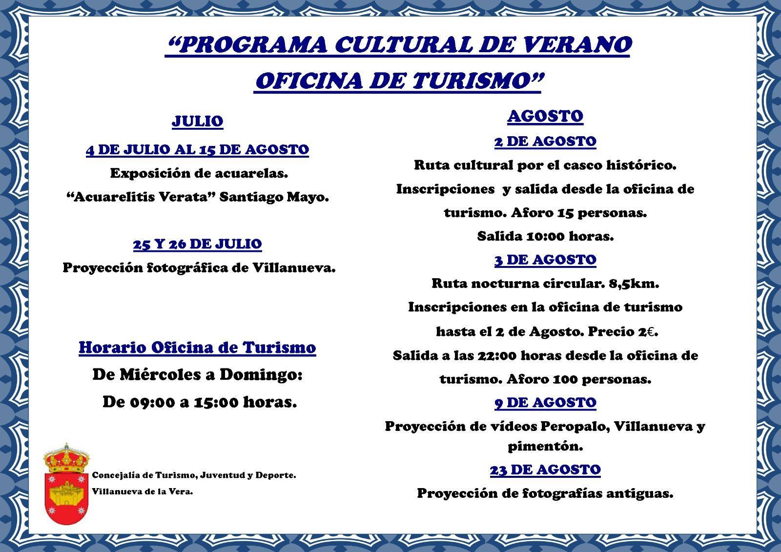 Programa cultural de verano 2020 - Villanueva de la Vera (Cáceres)