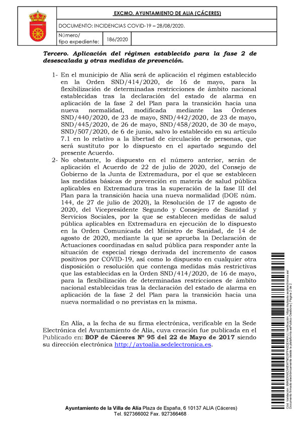 Aislamiento social por coronavirus (agosto 2020) - Alía (Cáceres) 3