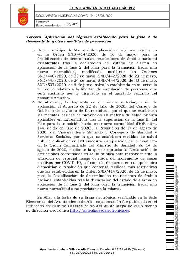 Aislamiento social por coronavirus (agosto 2020) - Alía (Cáceres) 5