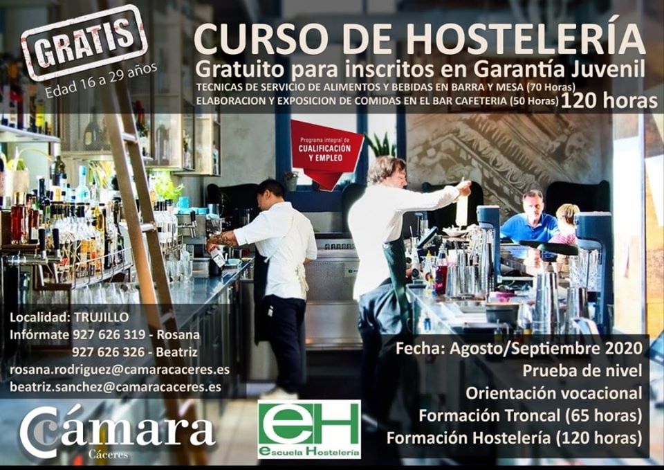 Curso de hostelería 2020 - Trujillo (Cáceres)