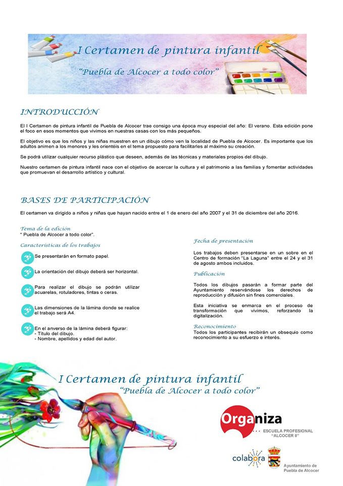 I certamen de pintura infantil - Puebla de Alcocer (Badajoz)