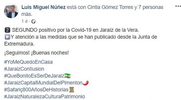 Segundo positivo por coronavirus (agosto 2020) - Jaraíz de la Vera (Cáceres)