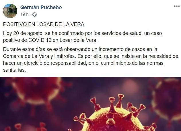 Un positivo por coronavirus (agosto 2020) - Losar de la Vera (Cáceres)