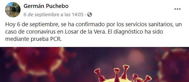 Tercer positivo por coronavirus (septiembre 2020) - Losar de la Vera (Cáceres)